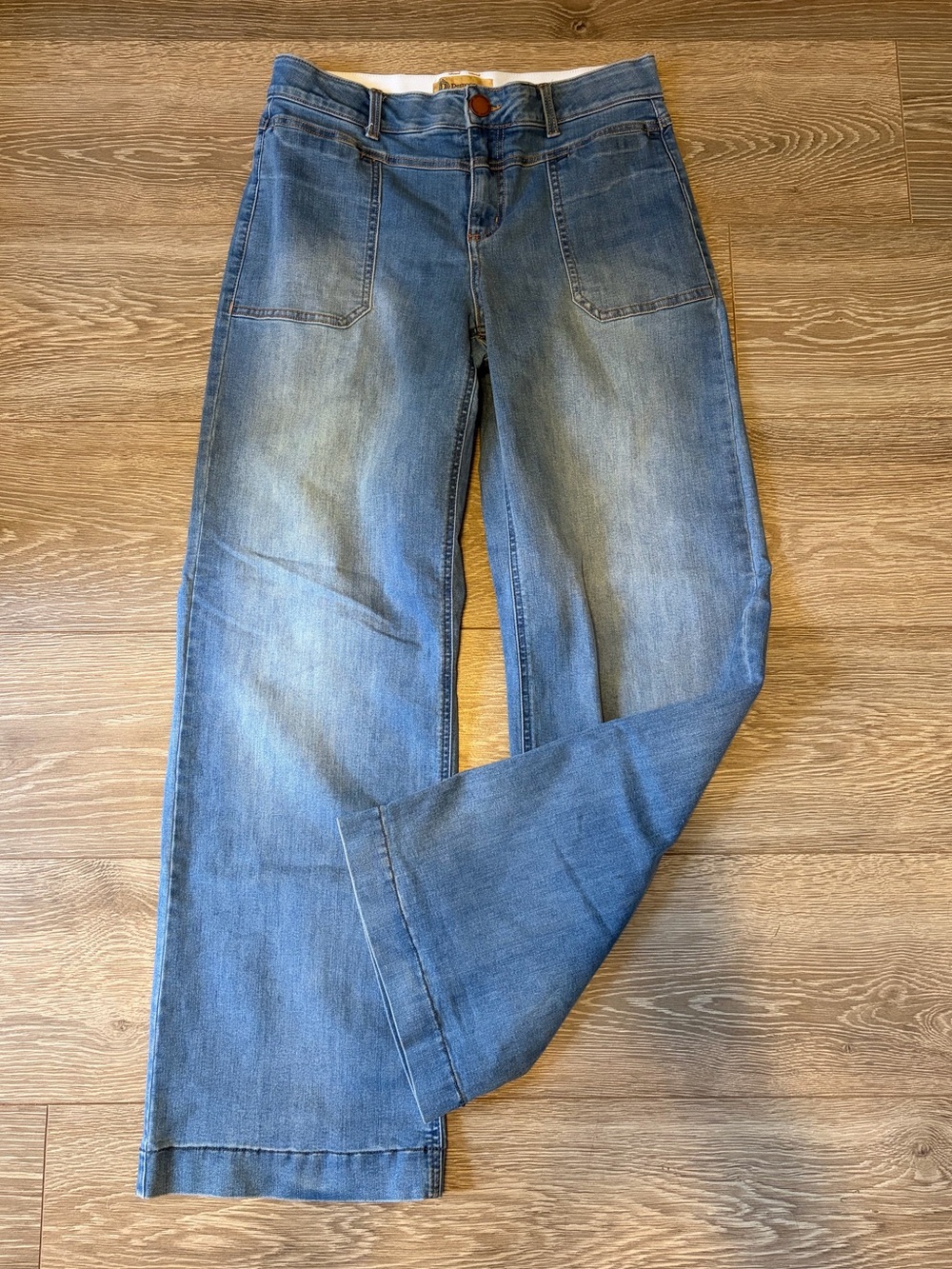 Democracy Wide-Leg “Ab” Technology Jeans in Faded Blue